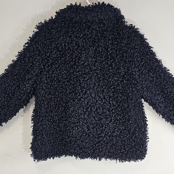 Zara Navy Blue Faux Shearling Teddy Coat Sz. Large *RARE/BLOGGER FAVE* - Picture 6 of 10